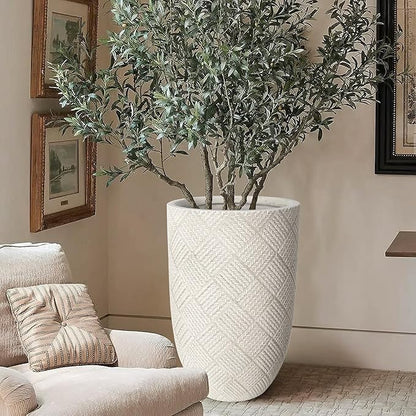 Oakrain Large Rustic Planters for Indoor Plants, 17" Tall Decorative Planter Pot with Drainage Hole, Modern Floor Vase for Home Decor, Living Room, Entryway, Washed Gray