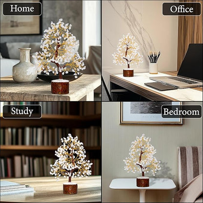 Clear Quartz Tree of Life for Home, Office, and Desk Décor | Handmade Bonsai for Clearity, Positive Energy & Focus | Perfect Concentration Gift for Mom