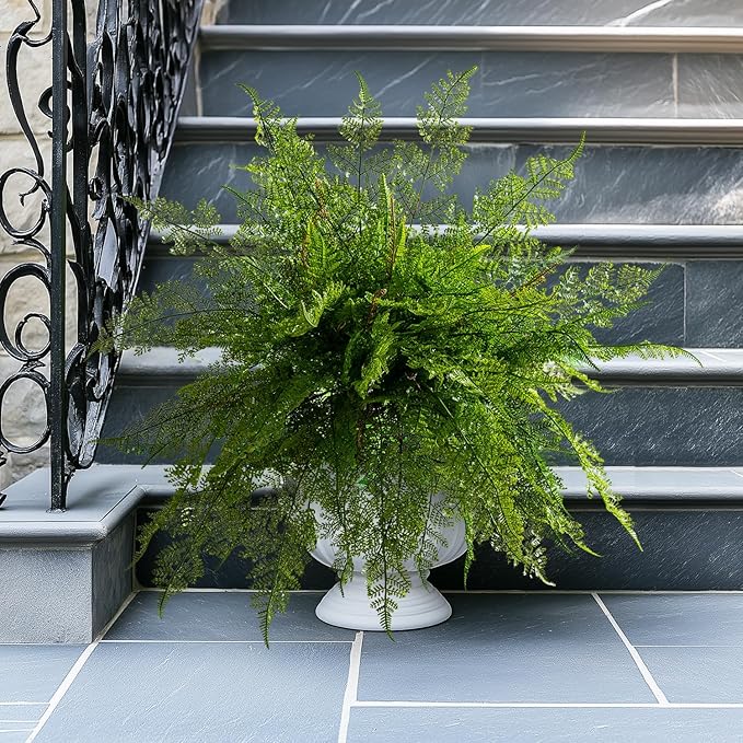 4PCS Lifelike Fake Fern Plants UV Resistant Artificial Boston Ferns for Outdoor Indoor Large Fake Greenery Plants No Wither for Front Porch Garden Window Home Decoration