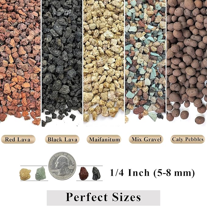 5 lbs Red Lava Rocks for Plants,1/4 Inch Crush Volcanic Rock Gravel Potting Mix for Succulent Cactus Bonsai Aquarium Fire Pits and Garden Landscaping