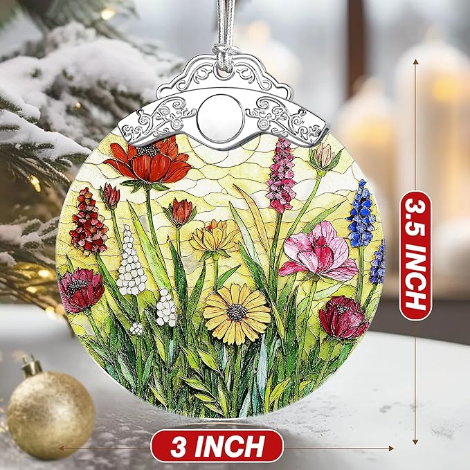 Wildflower Ornament – Christmas Decoration & Christmas Ornament; Stained Glass Holiday Decoration (Holiday Present, Bauble Present, Gift Idea, Gift Exchange) | Heirloom Keepsakes
