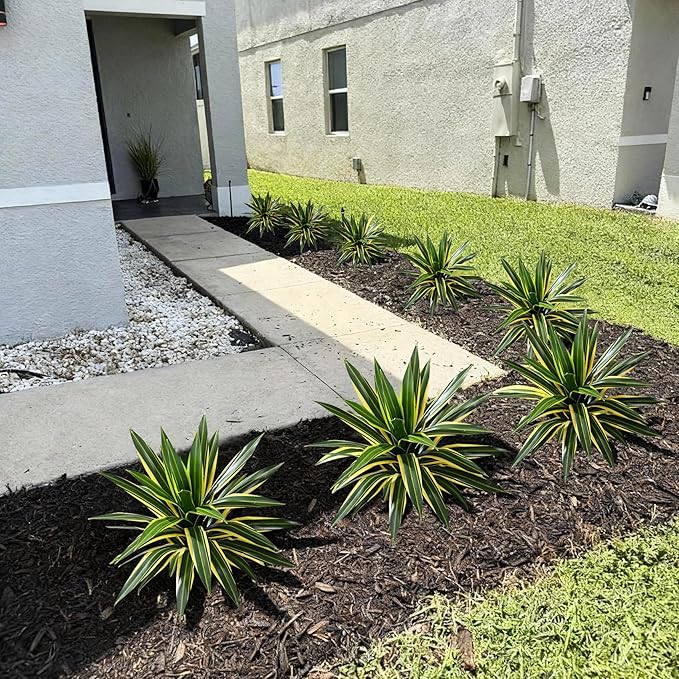 Artificial Agave Plant Fake Agave Planters for Indoor Outdoor Faux Agave Plants Real Touch Realistic Greenery for Home Living Room Office Bathroom Garden Front Porch Patio Decor (17inch-2 Pcs Yellow)
