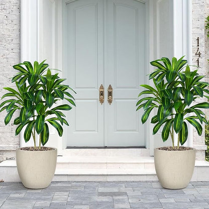 2 Pack Artificial Dracaena Tree-4FT Fake Plants with White Planter-Artificial Plants Indoor Floor Plant in Pot-Tropical Fake Yucca Potted Tree for Home Office Living Room Decor