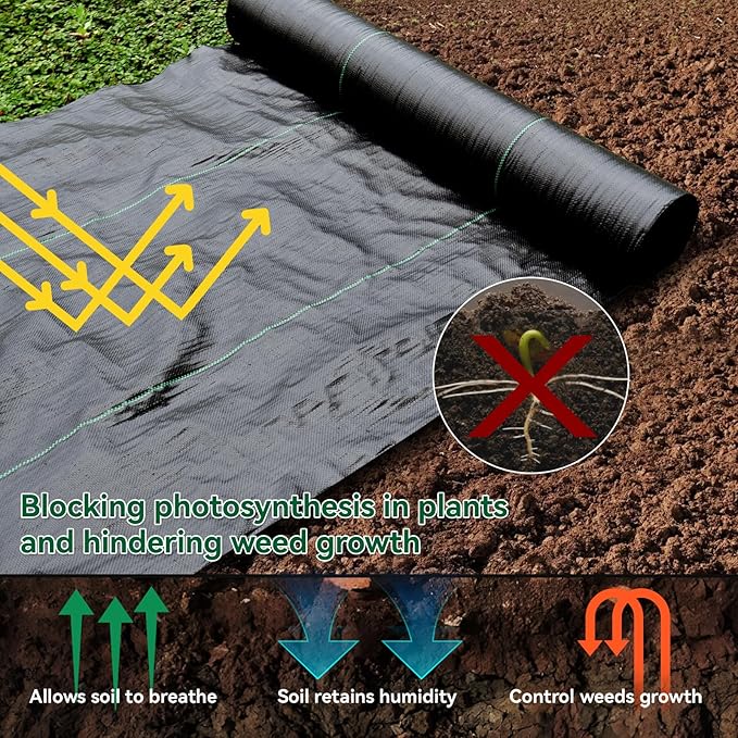 3 x 200FT Garden Landscape Fabric Weed Barrier Fabric Heavy Duty, Weed Blocker Fabric, Geotextile Fabric Under Gravel, Pathways, Driveway Fabric, Yard Landscaping Fabric Membrane(2 Pack 3x100FT)