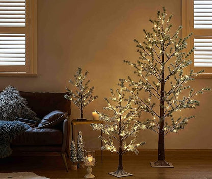 LITBLOOM Pre lit Faux Noway Christmas Pine Tree Lights 6FT 126 Warm White LED for Indoor Outdoor Home Decoration