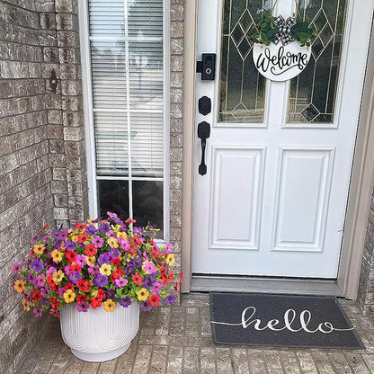Fall Mums Artificial Flowers for Outdoors Potted, 12 Bundles Fake Fall Daisy Flower with Realistic Eucalyptus Leaves, Fake Plants for Greenery Boxwood Porch Patio Garden Pot Lawn