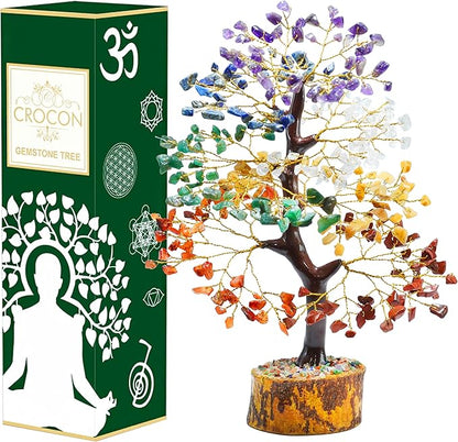 7 Chakra Tree of Life - Crystal Tree for Positive Energy, Attract Good Luck Mothers Day Feng Shui Money Bonsai - Gemstone Tree, Seven Chakra Healing Stones, Home Decoration Gift