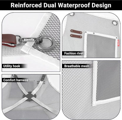 Waterproof Work Apron for Chefs, Hair Stylists, Artists, Gardeners, Adjustable, Multi-Pockets, TPU Mesh Fabric, Plus Size