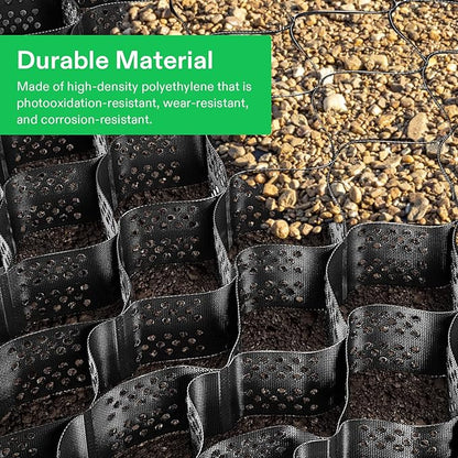 VIVOSUN 4’’ Depth Ground Grid, 9x17 ft, High-Density HDPE Geo Cell, 1885 lbs per sq ft Load, Foldable & Tensile, Easy Installation with Gloves, Perfect for Gardens, Driveways, Pathways, Slopes