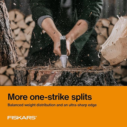 Fiskars X27 Super Splitting Axe, 36" Wood Splitting Axe for Medium to Large Size Logs with Shock-Absorbing Handle, Split Firewood, Forged Steel Blade, Bushcraft Gear and Camping Hatchet