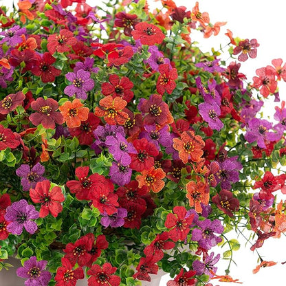 Artificial Fake Mums Flowers for Outdoor Fall Decor,12 Bundles Faux Flowers Plants Silk Daisy for Planter Pot Colorful UV Resistant Look Real for Front Door Porch Patio Outside Yard