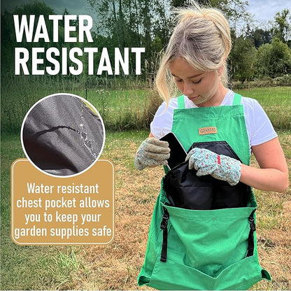 Grampa's Garden Apron - Cross Back Gardening Apron With Pockets For Women & Men | Harvest Apron with Large Kangaroo Pouch