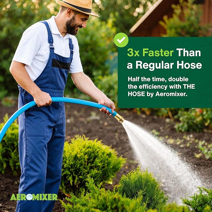 Aeromixer THE HOSE - 1 Inch Garden Hose 100 Ft, Includes Adapters 3/4 Spigots, Kinkless Commercial Garden Hoses, Heavy Duty Water Hoses for Outdoors, 650 PSI High-Pressure Watering Tool