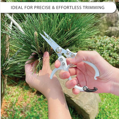 Plant Pruning Shears with Vegan Leather Sheath Garden Trimming Scissors with Belt Holster Bonsai Trimmers Herb Snips Flower Clippers Garden Tools 2 Piece Bundle (White & Black)
