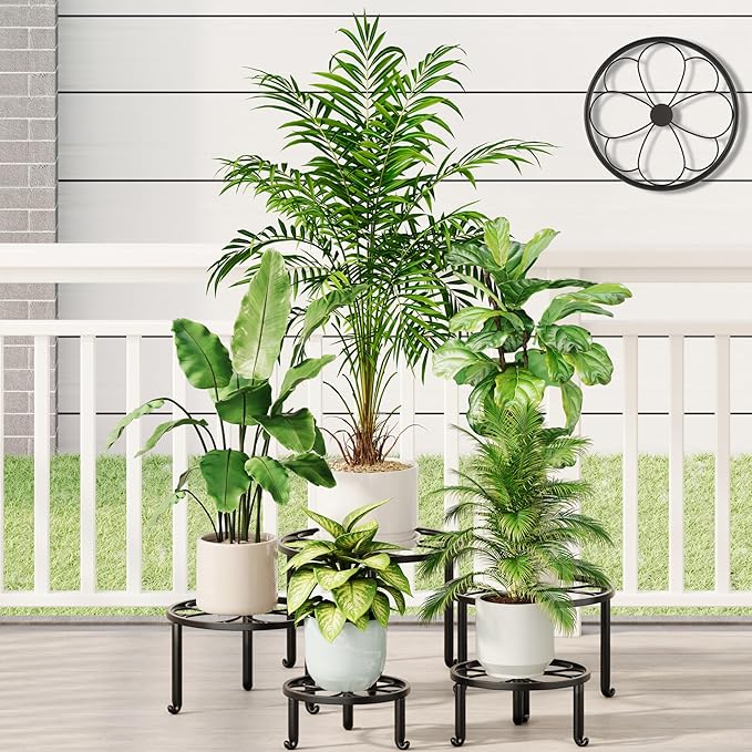 5 Pack Metal Plant Stand for Heavy Potted Plant for Home Indoor and Outdoor, Multiple Heavy Duty Flower Pot Stand,Multiple Plant Display Rack