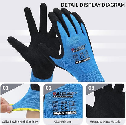 Work Gloves MicroFoam Nitrile Coated-12Pairs,Seamless Knit Nylon Gloves,Blue Work gloves