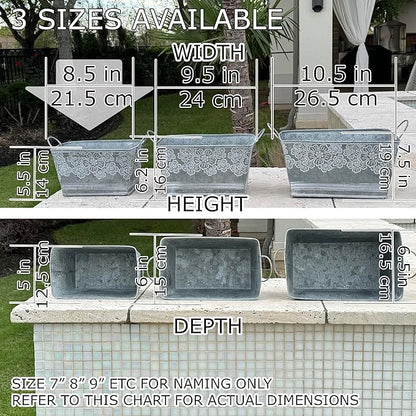 allgala Galvanized Planter Pot Indoor and Outdoor Decoration-Rectangle Grey-7"-HD88317