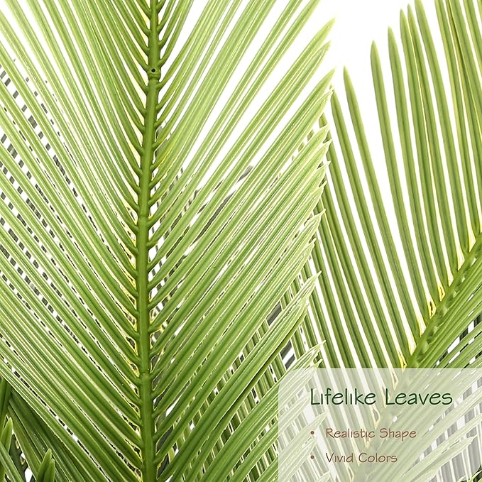 Bellacat 5ft UV Resistant Faux Sago Palm Tree with Natural & Lifelike Bark, 60in Super Full Artificial Cycad Tree with Realistic Leaves for Home Office Patio Porch Front Door Decor.