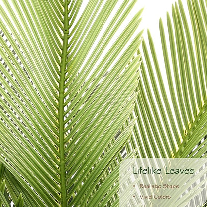 Bellacat 5ft UV Resistant Faux Sago Palm Tree with Natural & Lifelike Bark, 60in Super Full Artificial Cycad Tree with Realistic Leaves for Home Office Patio Porch Front Door Decor.