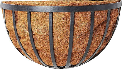 Arcadia Garden Products 1527 Half Round Wall Mounted Hanging Planter Basket with Coco Liner 16"