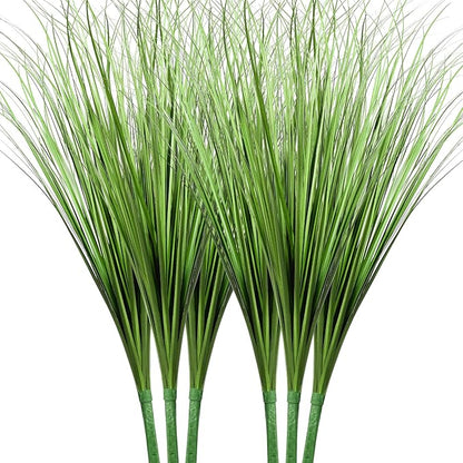 Vlorart 33" Artificial Plants 6 Pack Onion Tall Grass Greenery, Faux Fake Grass Shrubs Plant Flowers Wheat Grass for House Home Indoor Outdoor Office Room Gardening Indoor Décor-Green