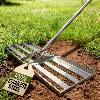 Oris Garden® Lawn Leveling Rake 36 inch - Ground Leveler for yard, sand, soil, grass - Dirt leveling tool, heavy duty stainless steel rakes for golf, grading, gravel, pool seeding, levelling (36 inch)
