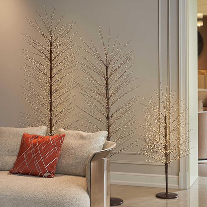 Hairui Lighted Brown Tree with 576L Warm White Fairy Lights 4FT, Twig Tree with Lights for Indoor Outdoor Home Christmas Winter Holidays Party Decoration