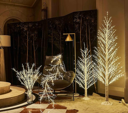 Hairui Lighted Twig White Alpine Tree with Fairy Lights 6FT 810 LED for Indoor Outdoor Home and Christmas Holiday Decoration