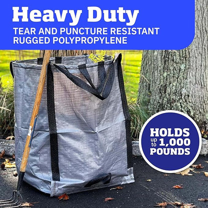 DURASACK Heavy Duty Home and Yard Bags 48-Gallon Reusable Self-Standing Lawn and Leaf Bags Garbage Can with Reinforced Handles, Gray