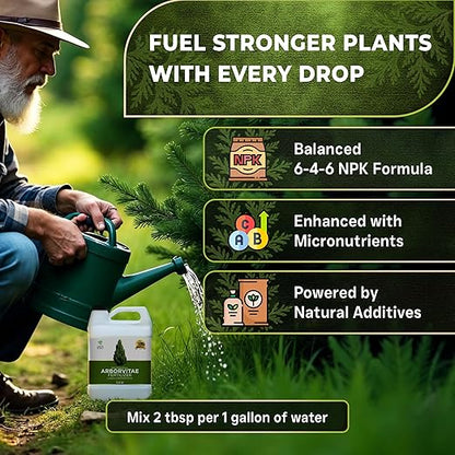 Leaves and Soul Professional Arbor Vitae Tree Fertilizer Liquid Concentrate - 6-4-6 Blend for Arbor Vitae, Garden Use - Liquid Plant Food for Arbor Vitae Trees and Shrubs Outdoors - 32oz