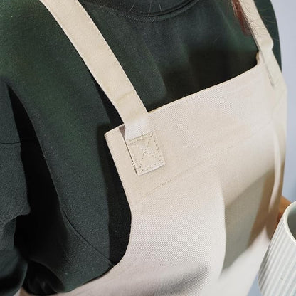 100% Cotton Kitchen Apron with 2 Pockets – Adjustable Chef Apron for Cooking Baking BBQ – Unisex Apron