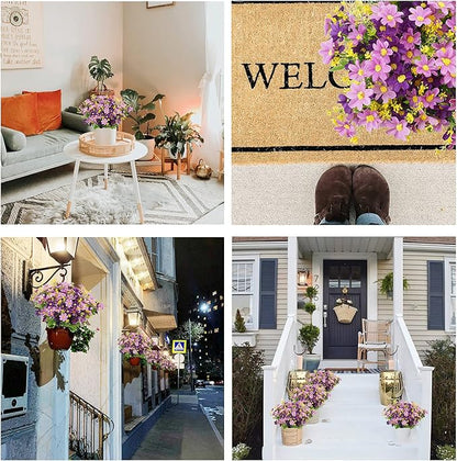 Uieke 6PCS Artificial Flowers for Outdoors UV Resistant, Fake Daisy Mums Flowers No Fade Greenery Shrubs Faux Purple Flowers for Outside Home Wedding Garden Spring Summer Décor