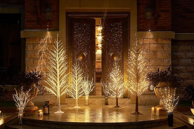 Hairui Lighted Twig White Alpine Tree with Fairy Lights 6FT 810 LED for Indoor Outdoor Home and Christmas Holiday Decoration