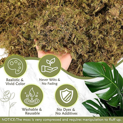 Artificial Moss - 45.86 OZ (2.89LB) - Premium Fake Moss Versatile for Crafts & Décor - Natural Look, Low Maintenance, Perfect for Fairy Gardens, Terrariums, Wedding Decor & Faux Potted Plants