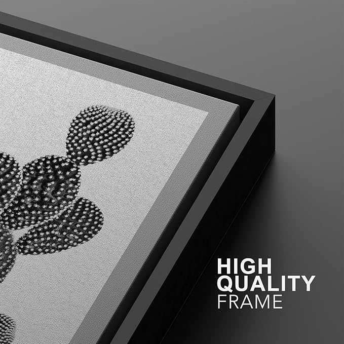 Ashbrook Framed Wall Art Print Set Black & White Grayscale Desert Succulents Nature Wilderness Photography Modern Art Boho Scenic Dramatic for Living Room, Bedroom, Office - 24"x36"x3 Black