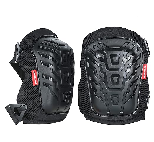 FLAT Knee Pads for All Kneeling Works, Professional Knee Cushions, Heavy Duty and Protection Design Knee Pad for Flooring, Gardening, Comfortable and Durable, Anti-Skid and Adjustable Clips