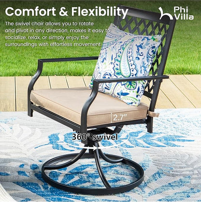 PHI VILLA 9 Pieces Outdoor Dining Set, Expandable Metal Table (64"-82") and 8 Swivel Dining Chairs – Perfect for Patio, Garden, Deck, Porch, and Yard, 9PCS Outdoor Dining Set Style 2
