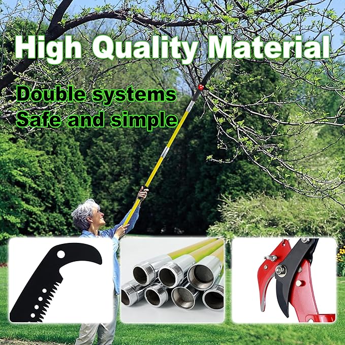 Manual pole saw,Tree Trimmer, Pole Pruning Saw, Pole Saws for Tree Trimming, Gardening Tools Pruner Hand Pole Saw For Yard(Yellow 26FT)
