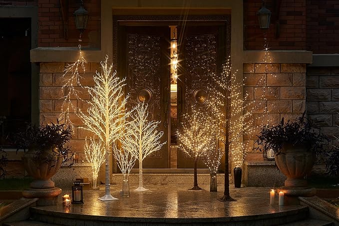 Hairui Lighted Brown Tree Plug in 4FT 430 LED Artificial Twig Tree with Lights for Christmas Holiday Wedding Room Decorations Indoor Outdoor