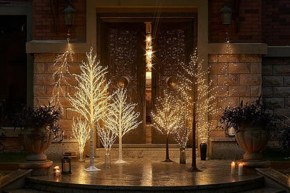Hairui Lighted Brown Tree Plug in 4FT 430 LED Artificial Twig Tree with Lights for Christmas Holiday Wedding Room Decorations Indoor Outdoor