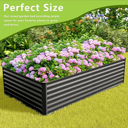 8x4x2FT Galvanized Raised Garden Bed Kit,Vegetable Boxes-Rectangle Metal Flower Box,Large Planter Raised Beds Outdoor Garden for Planting,Fruit,Herb-Grey