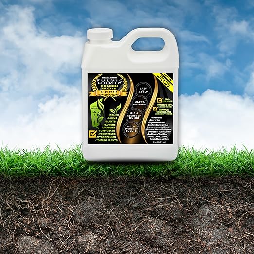 Humic Acid Liquid Aeration Lawn - Humic Acid & Fulvic Acid Liquid Concentrate - 10,000 sq ft - Organic Plant Food Enhancer for Lawn, Plants, Turf Grass & Garden Soil Treatment Conditioner & Aerator