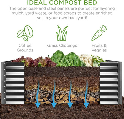 Best Choice Products 8x4x2ft Outdoor Metal Raised Garden Bed, Deep Root Planter Box for Vegetables, Flowers, Herbs, and Succulents w/ 478 Gallon Capacity - Gray