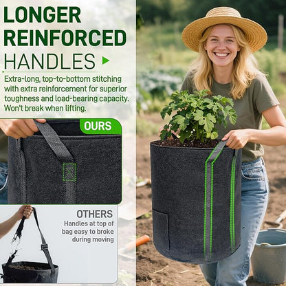 8 Pcs 15 Gallon Potato Grow Bags with Harvest & Visible Windows, Thickened Nonwoven Fabric Potato Planter,Potato Growing Containers with Sturdy Handles, Potato Bags for Growing Potatoes Vegetables