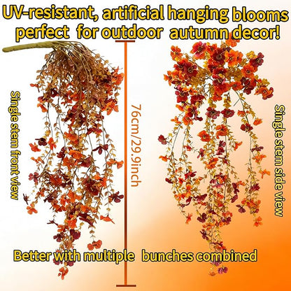 NASAMA 2PCS UVresistant Silk Artificial Flowers Realistic Daisies Hanging Porch Courtyard Window Display Store Garden Decoration Festival Outfit (Orange Brown)