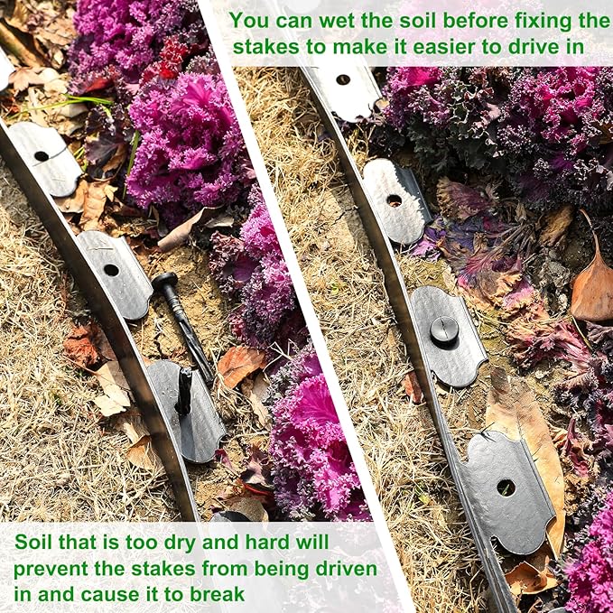 1.5 Inch Garden Edging Border 100FT, Plastic Edging for Landscaping with 120pcs Spikes