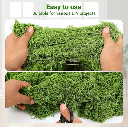 Artificial Green Moss for Potted Plants, 24.7 oz Fake Moss Decor for Indoor Plants, Glass Containers, Wedding, Gardens, DIY Crafts (Light Green)