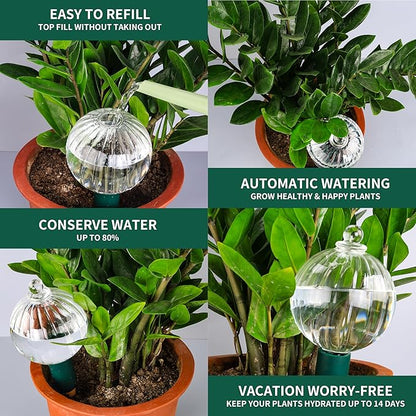 23 oz Extra Large Plant Watering Globes Top Fill, Clear Glass Water Bulbs with Terracotta Spikes Stake, Vacation Slow Release Self Watering Planter Insert, Automatic Drip Device, 1 Pack
