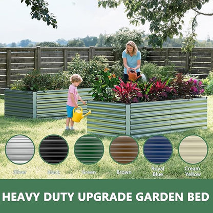 FOOWIN 2pcs 6x3x3ft Galvanized Raised Garden Bed, Planter Raised Garden Boxes Outdoor, Large Metal Raised Beds for Gardening, Garden Bed for Vegetables, Flowers, Herb, Silver