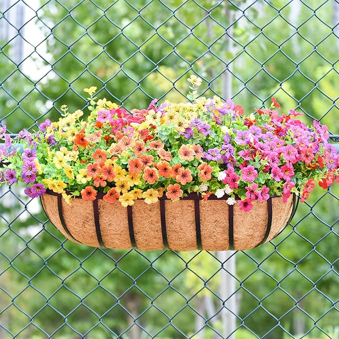 Window Box Railing Planter with Coco Liner 2 Pack 16 Inch Metal Hanging Flower Planter Deck Railing Planters Boxes for Balcony Outdoor Plants Fence Porch Patio